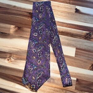 Christian Dior Monsieur Purple Paisley Silk Woven Tie